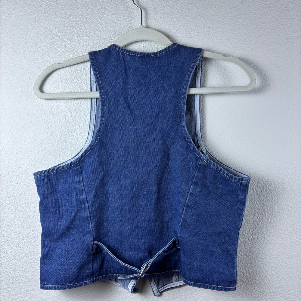 Blue Denim Vest with Gold Buttons - Picture 2 of 4